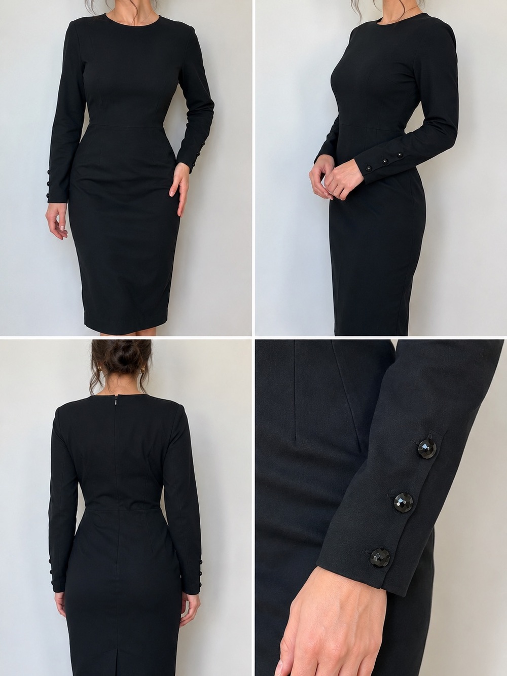 Vintage 1940s/50s Black Long Sleeve Dress